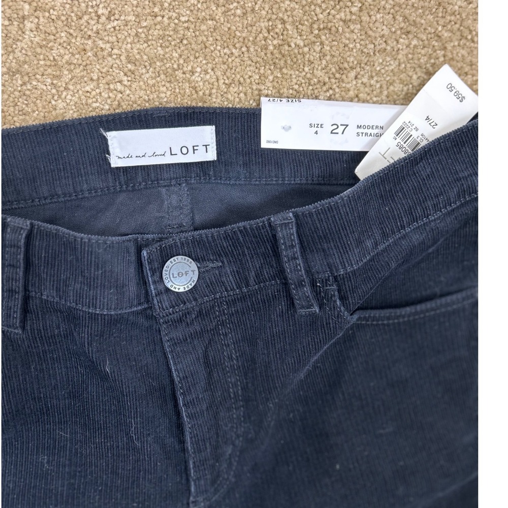 Loft Modern Straight Corduroy Pants Black Womens Size 4 / 27 NWT - Picture 3 of 12